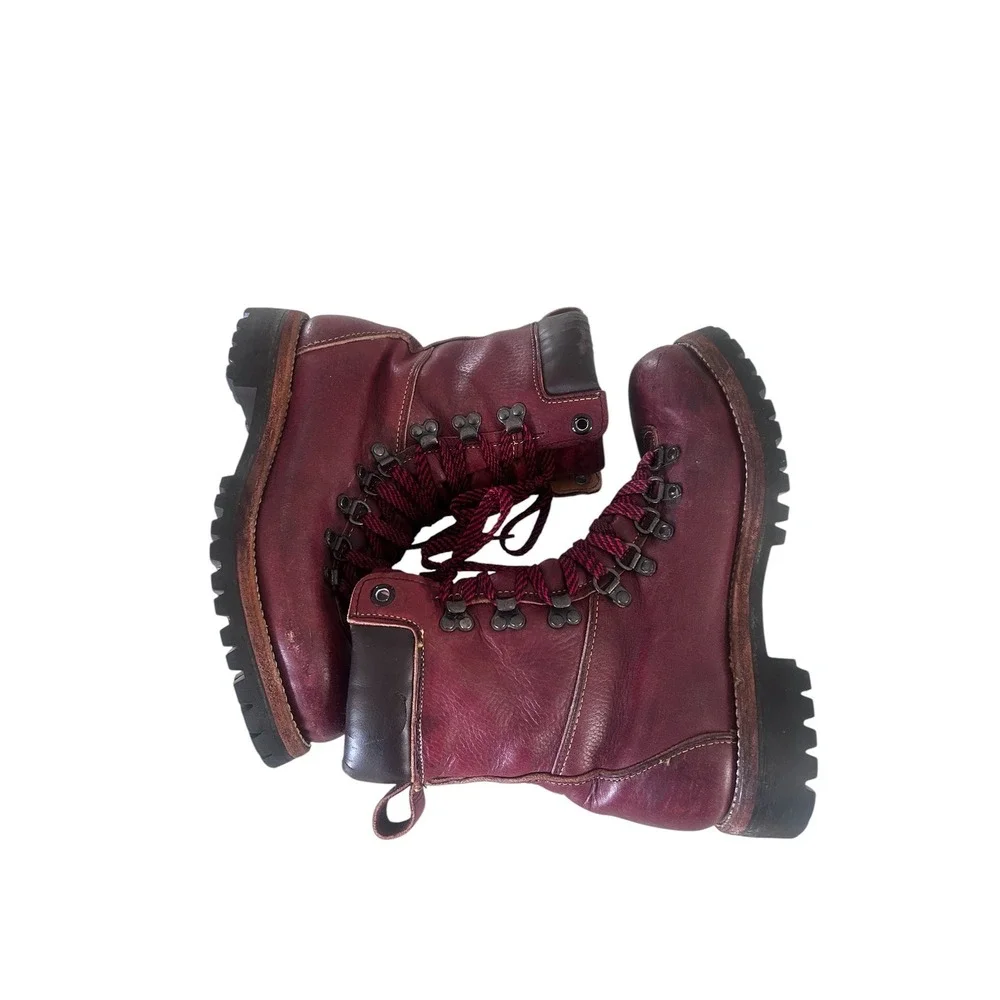 Vintage Burgundy Leather Thinsulate Hiking Boots Vibram Sole‎ Made in USA 7.5